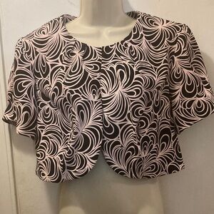 Connected Woman 14W  cropped bolero jacket black pink swirl 25-588-03